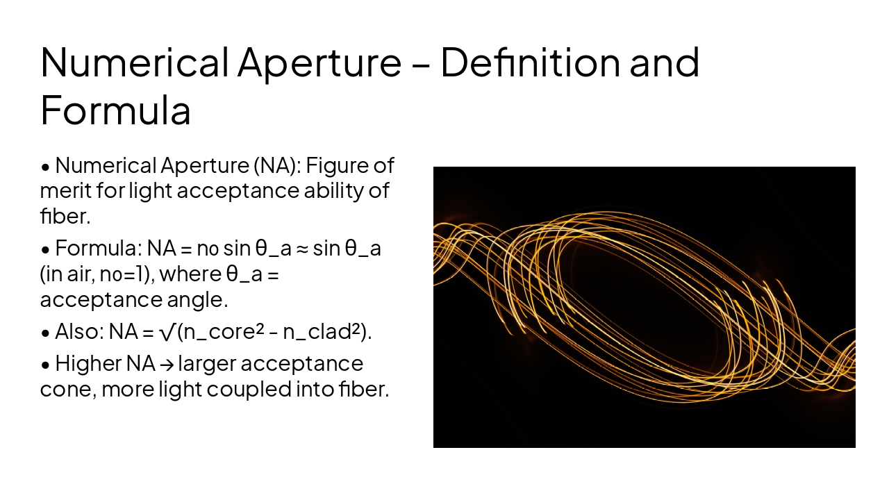 Slide 9 - Numerical Aperture – Definition and Formula