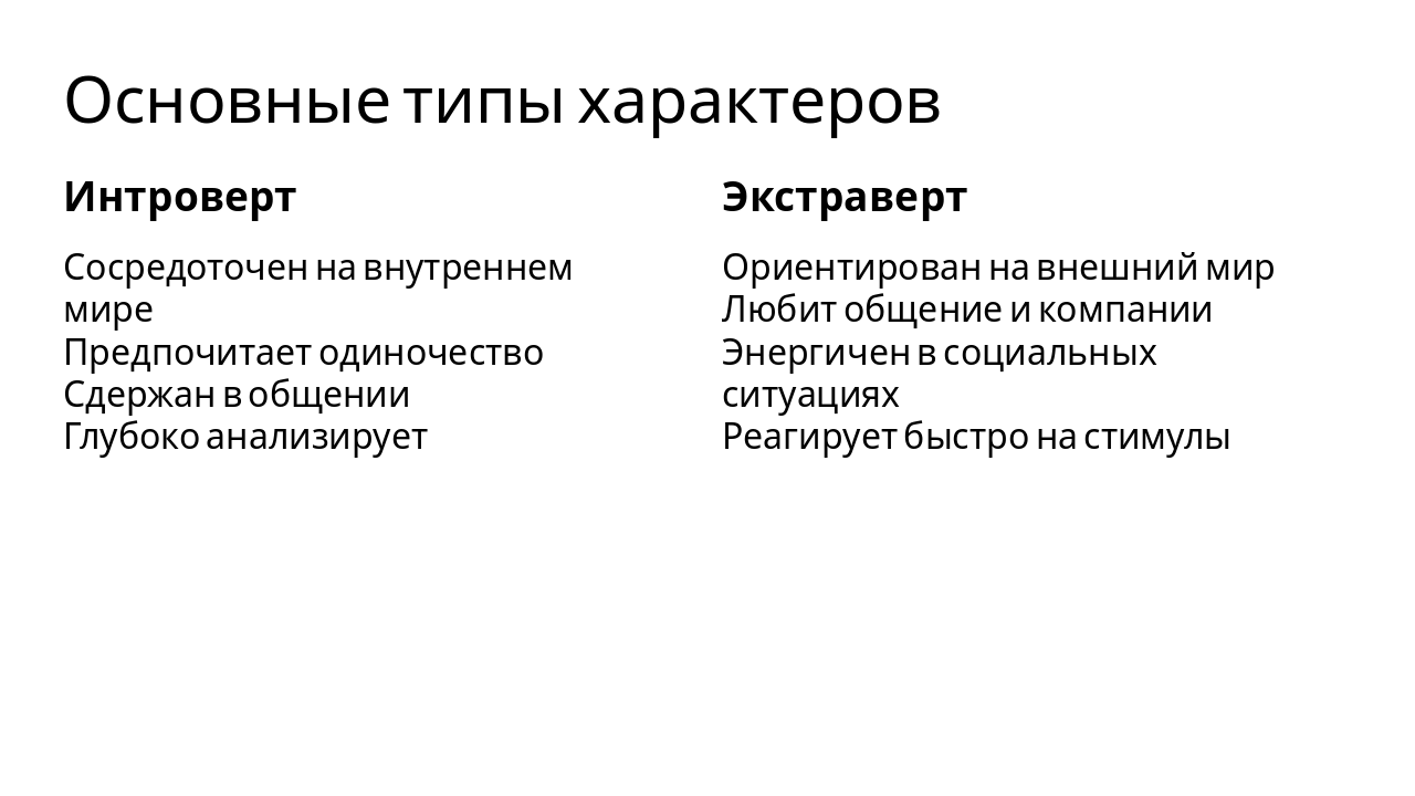 Slide 4 - Основные типы характеров
