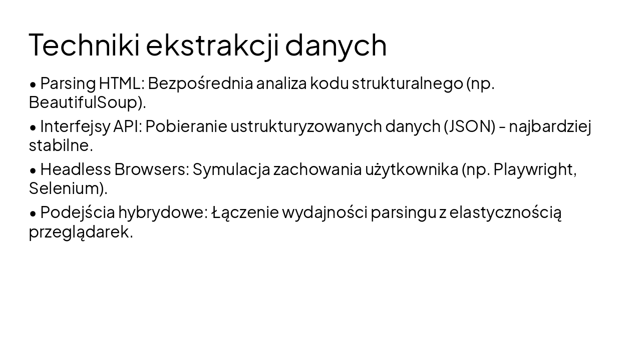 Slide 15 - Techniki ekstrakcji danych