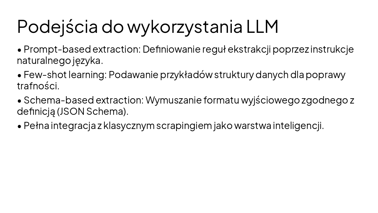 Slide 21 - Podejścia do wykorzystania LLM