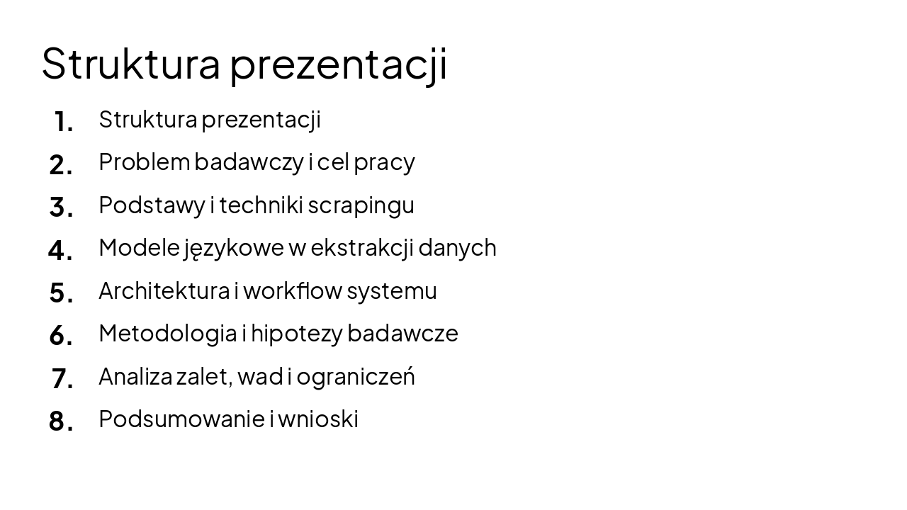 Slide 4 - Struktura prezentacji