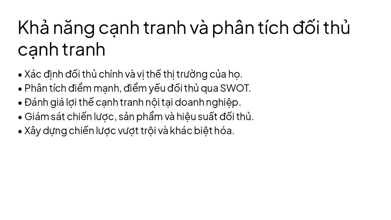 Slide 3 - Khả năng cạnh tranh và phân tích đối thủ cạnh tranh