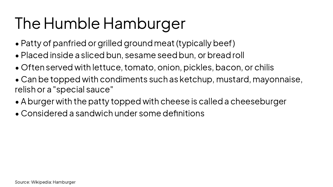 Slide 4 - The Humble Hamburger