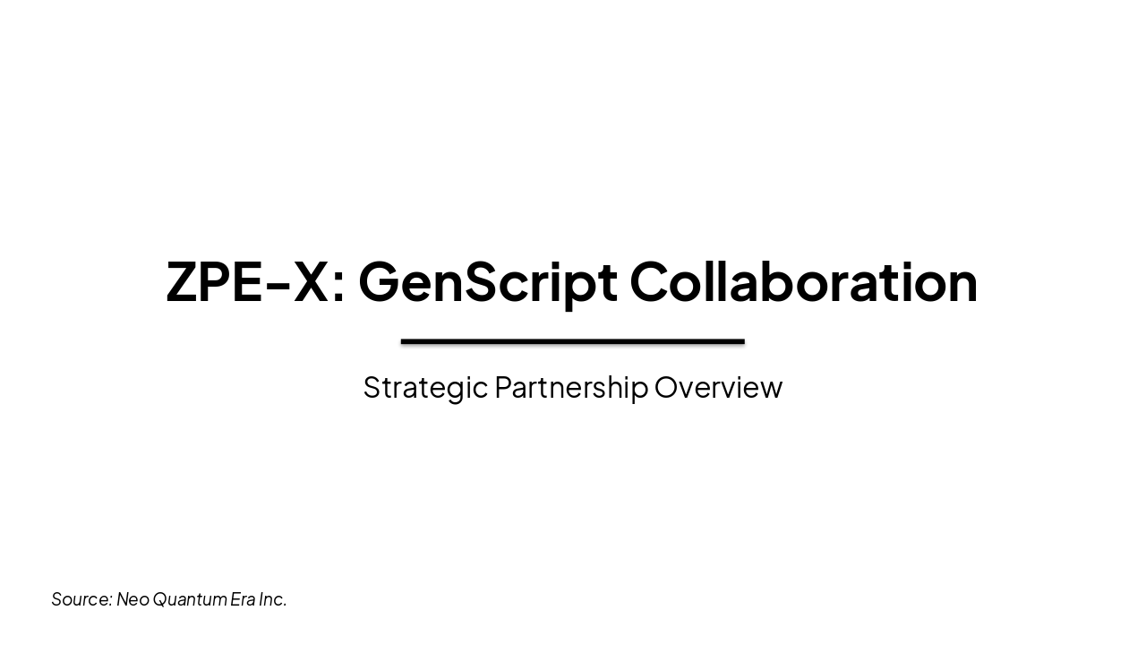 ZPE-X GenScript Partnership Talking Points
