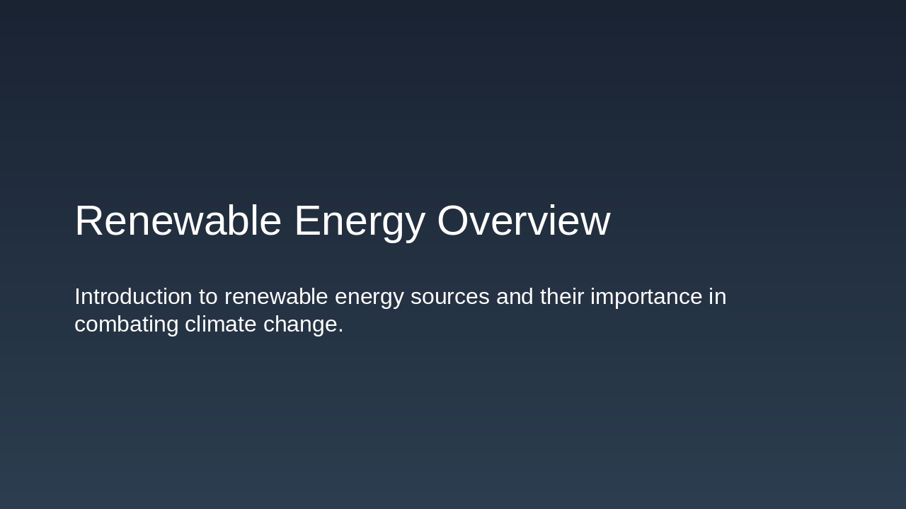 Renewables & TES: Sustainable Future