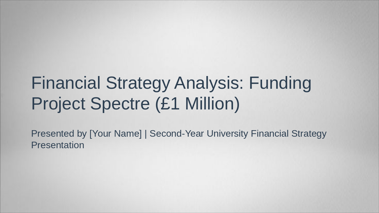 Funding Project Spectre: £1M Strategy