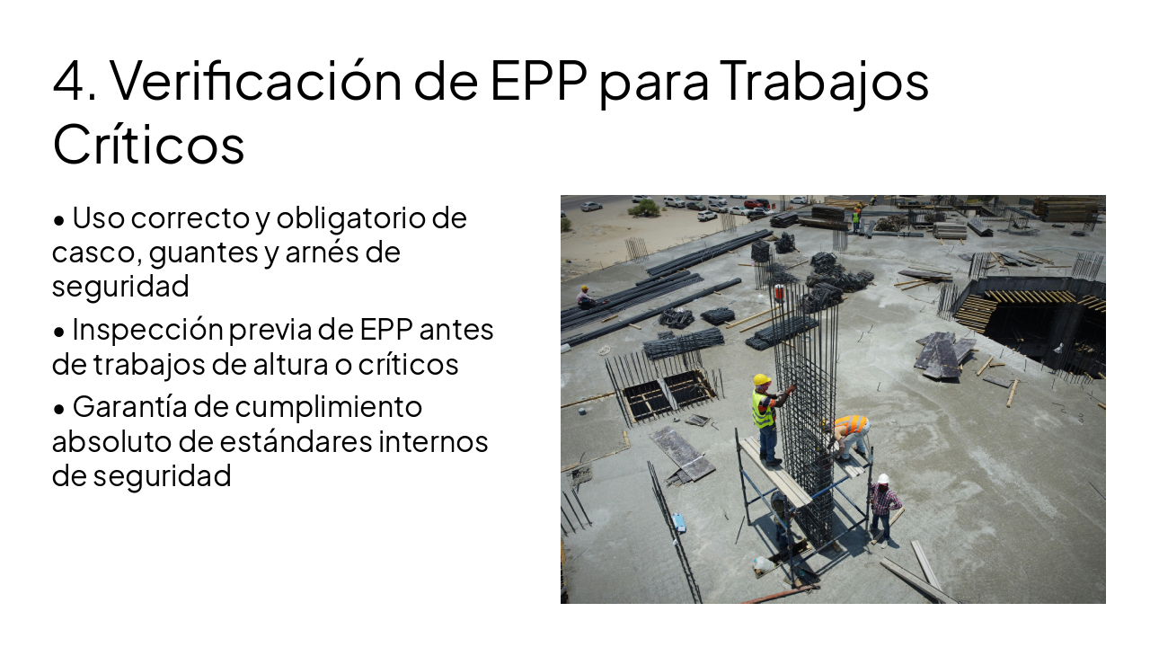 Slide 5 - 4. Verificación de EPP para Trabajos Críticos