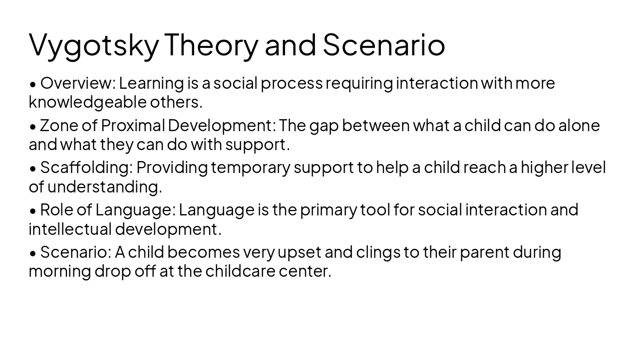 Slide 2 - Vygotsky Theory and Scenario