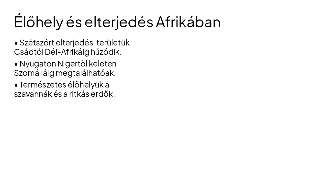 Slide 3 - Élőhely és elterjedés Afrikában