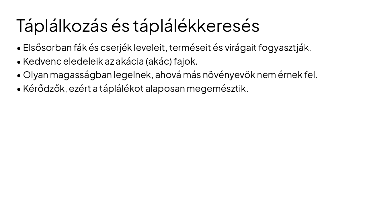 Slide 5 - Táplálkozás és táplálékkeresés