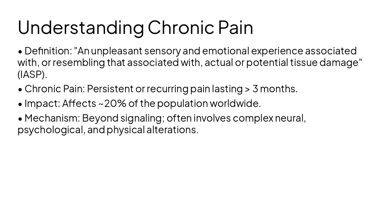 Slide 2 - Understanding Chronic Pain