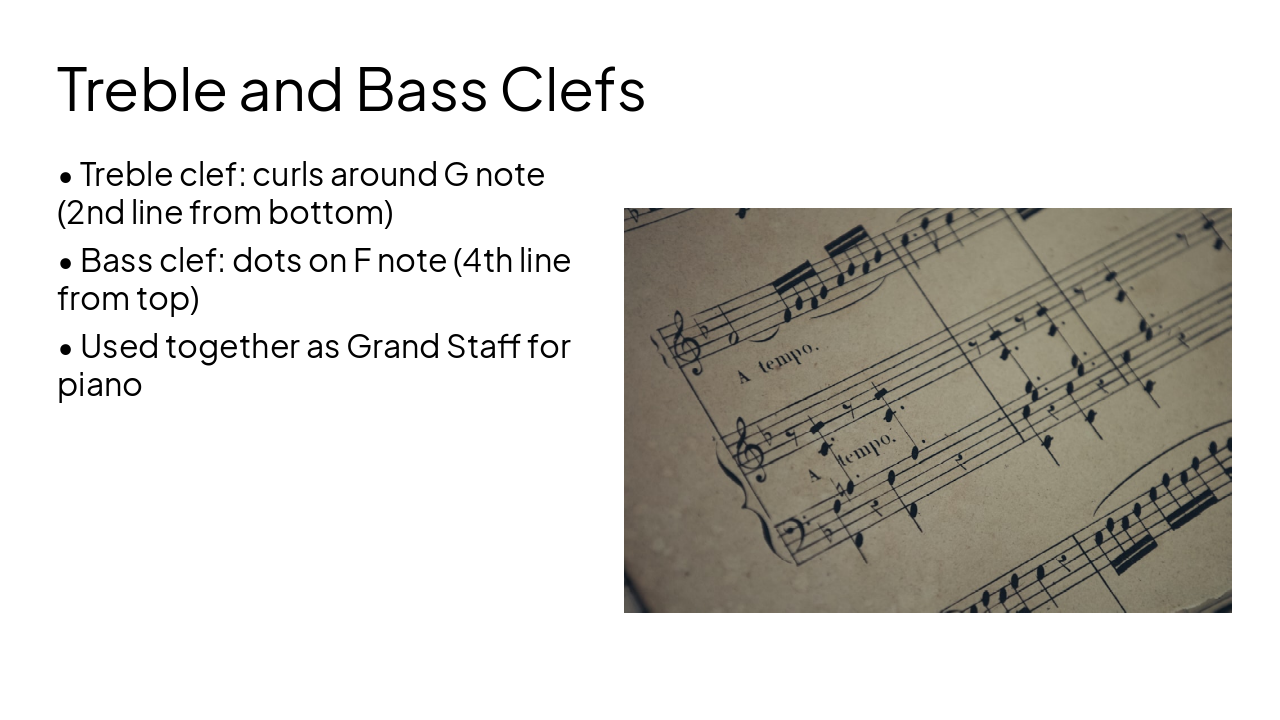 Slide 5 - Treble and Bass Clefs