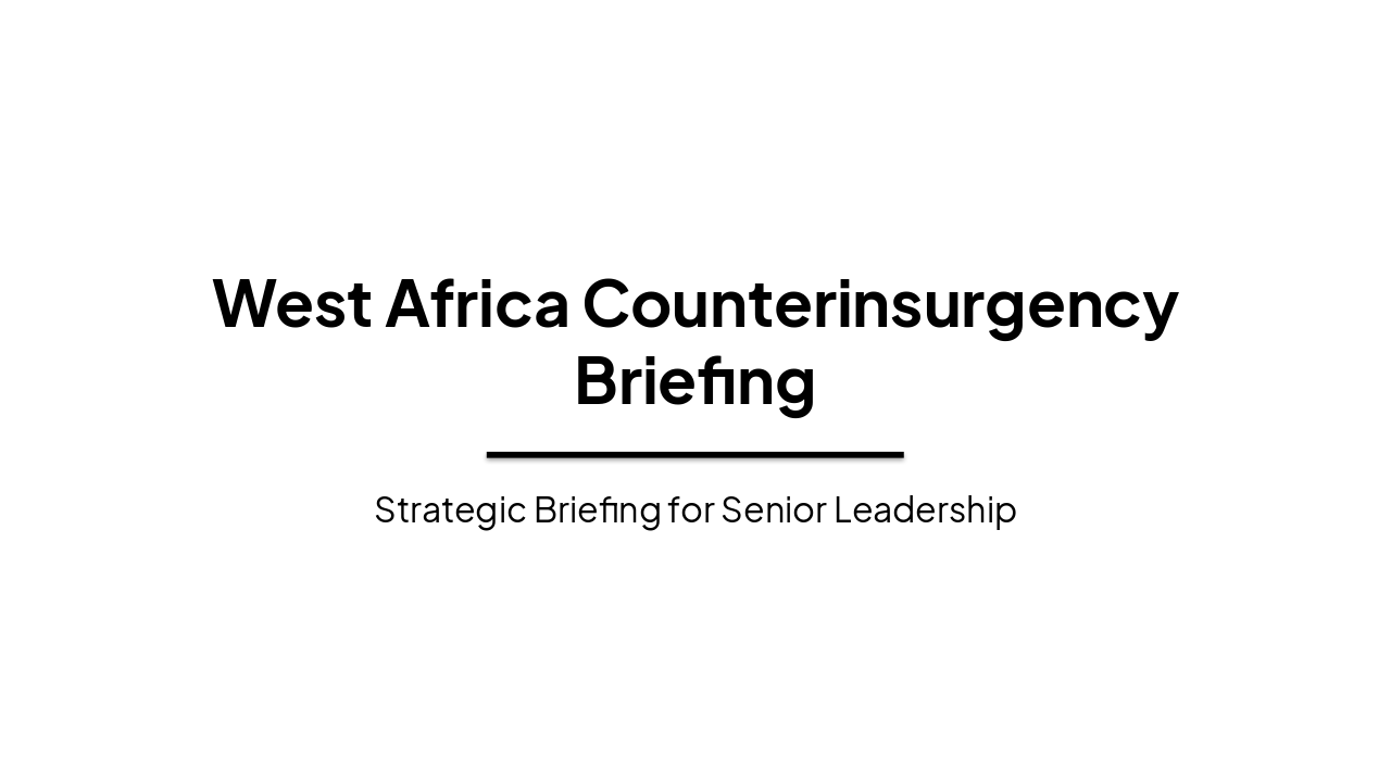 West Africa Counterinsurgency: Strategic Briefing