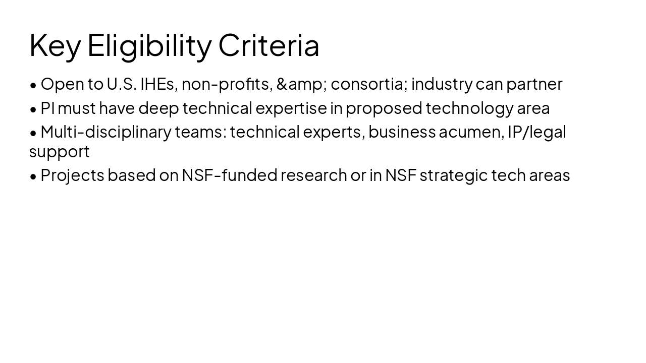 Slide 13 - Key Eligibility Criteria