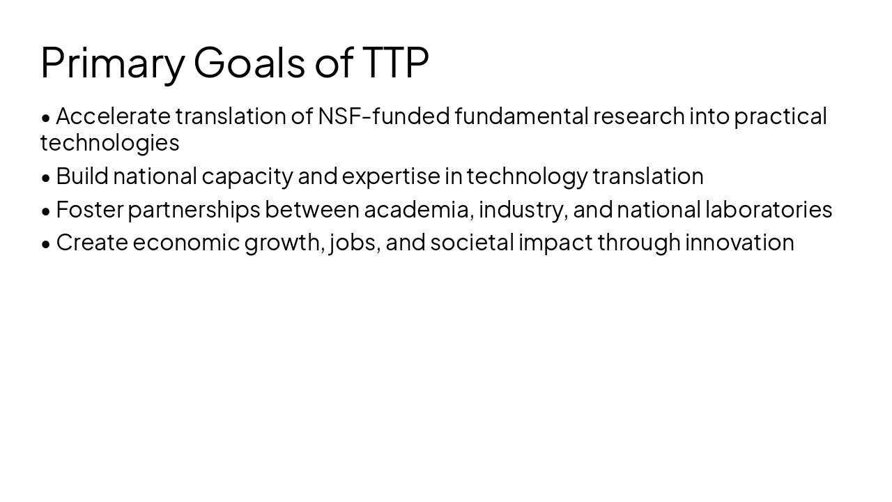 Slide 9 - Primary Goals of TTP