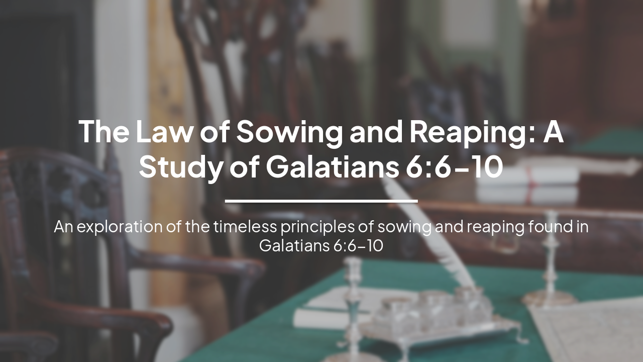 Slide 1 - The Law of Sowing and Reaping: A Study of Galatians 6:6-10