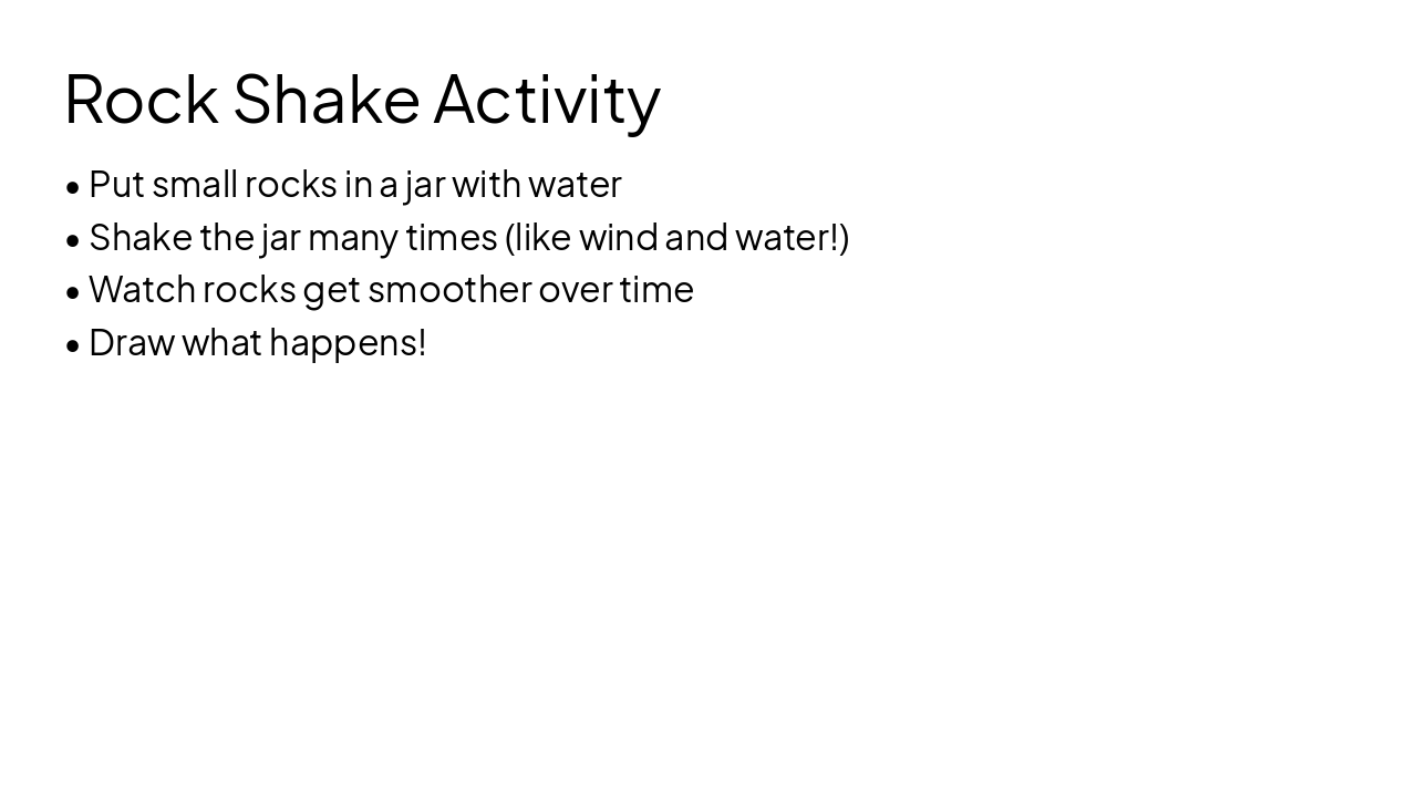 Slide 11 - Rock Shake Activity