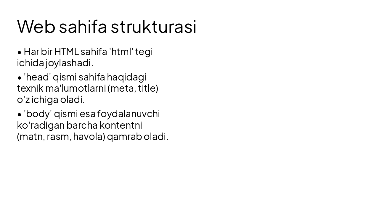 Slide 5 - Web sahifa strukturasi