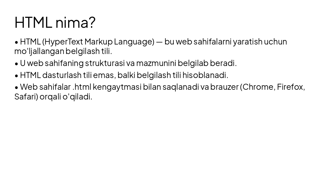 Slide 4 - HTML nima?