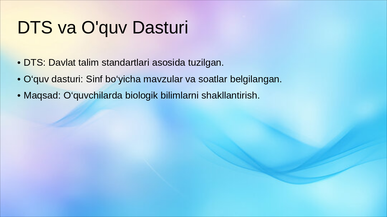 Slide 4 - DTS va O'quv Dasturi