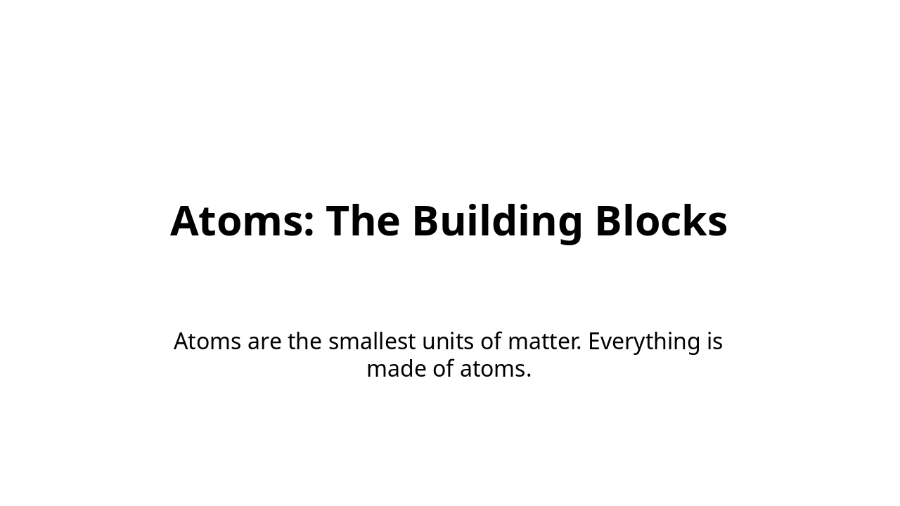 Slide 3 - Atoms: The Building Blocks