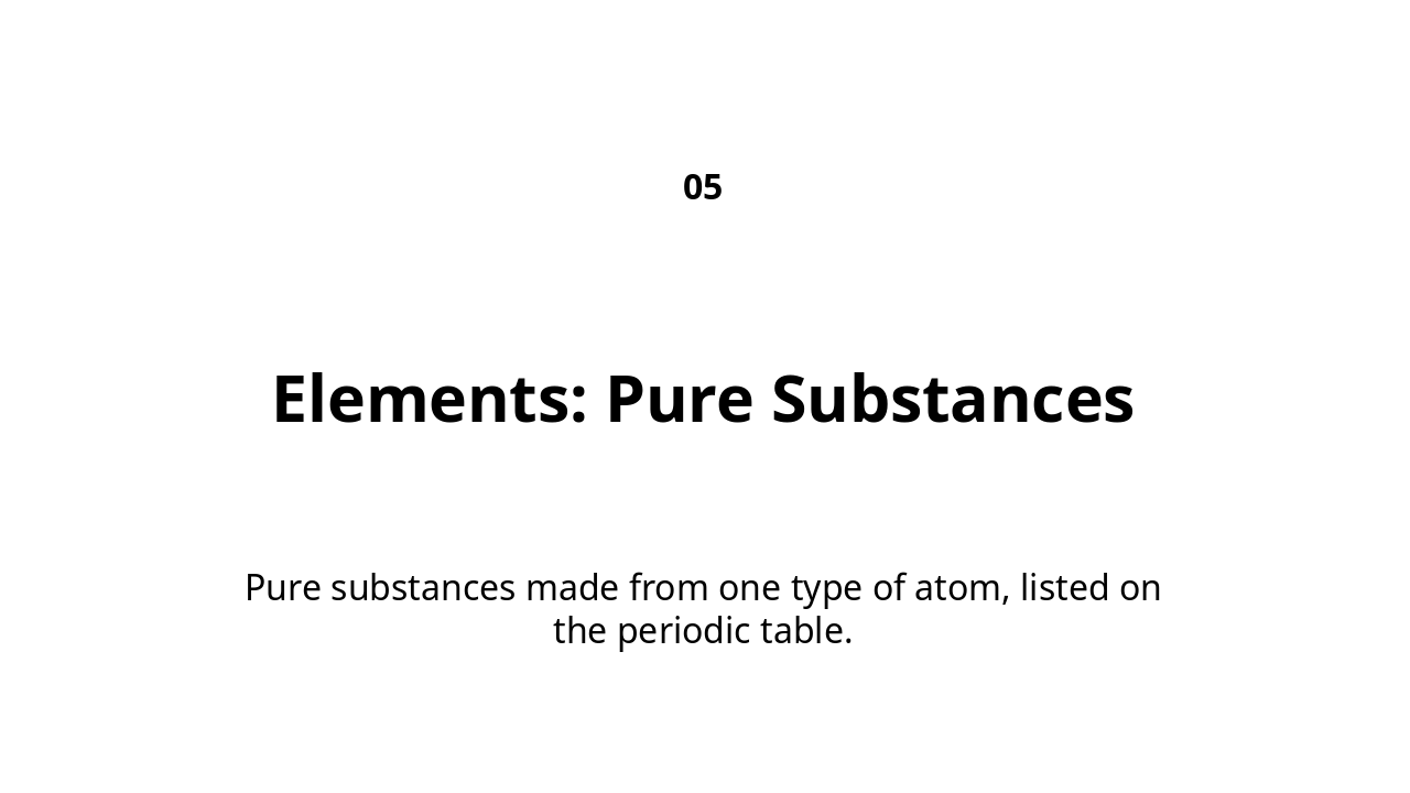 Slide 6 - Elements: Pure Substances