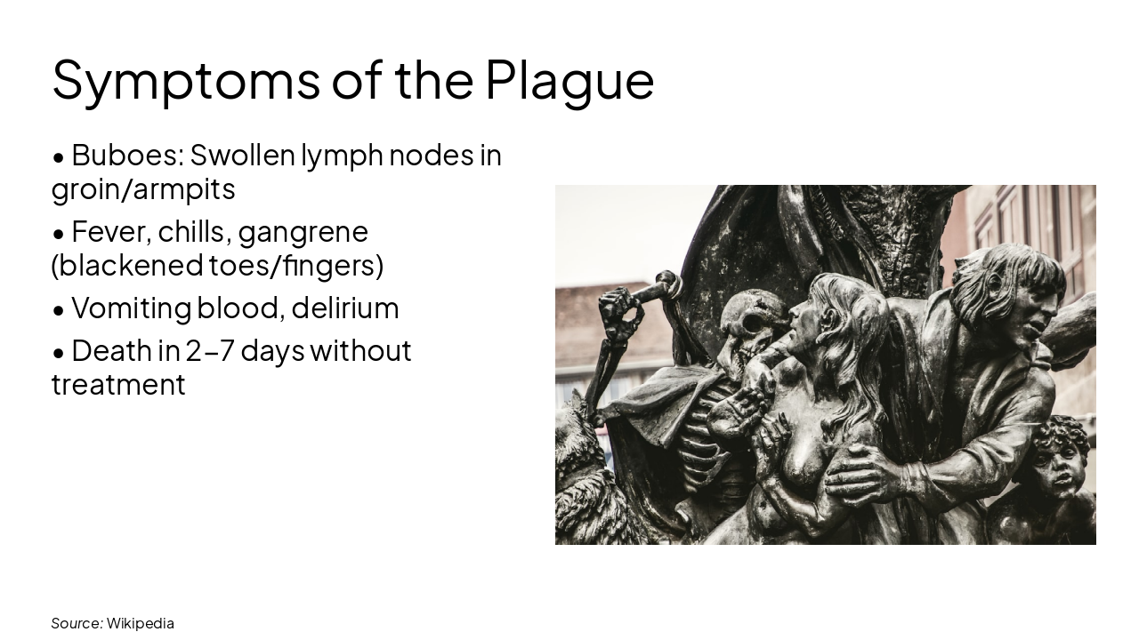 Slide 7 - Symptoms of the Plague