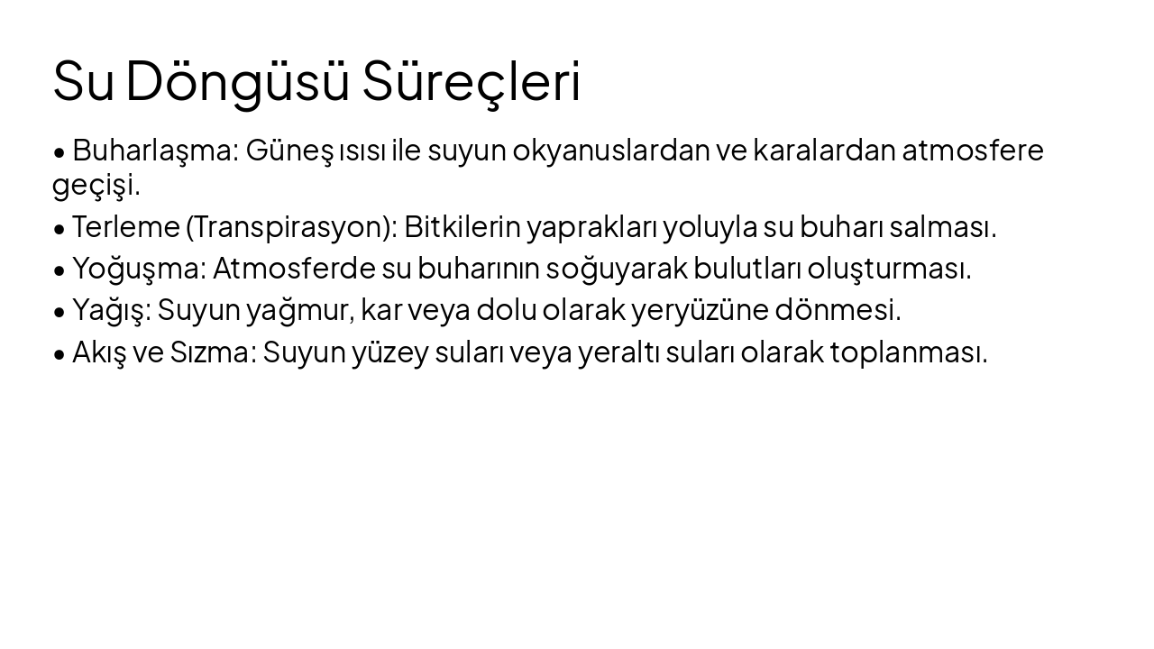 Slide 4 - Su Döngüsü Süreçleri