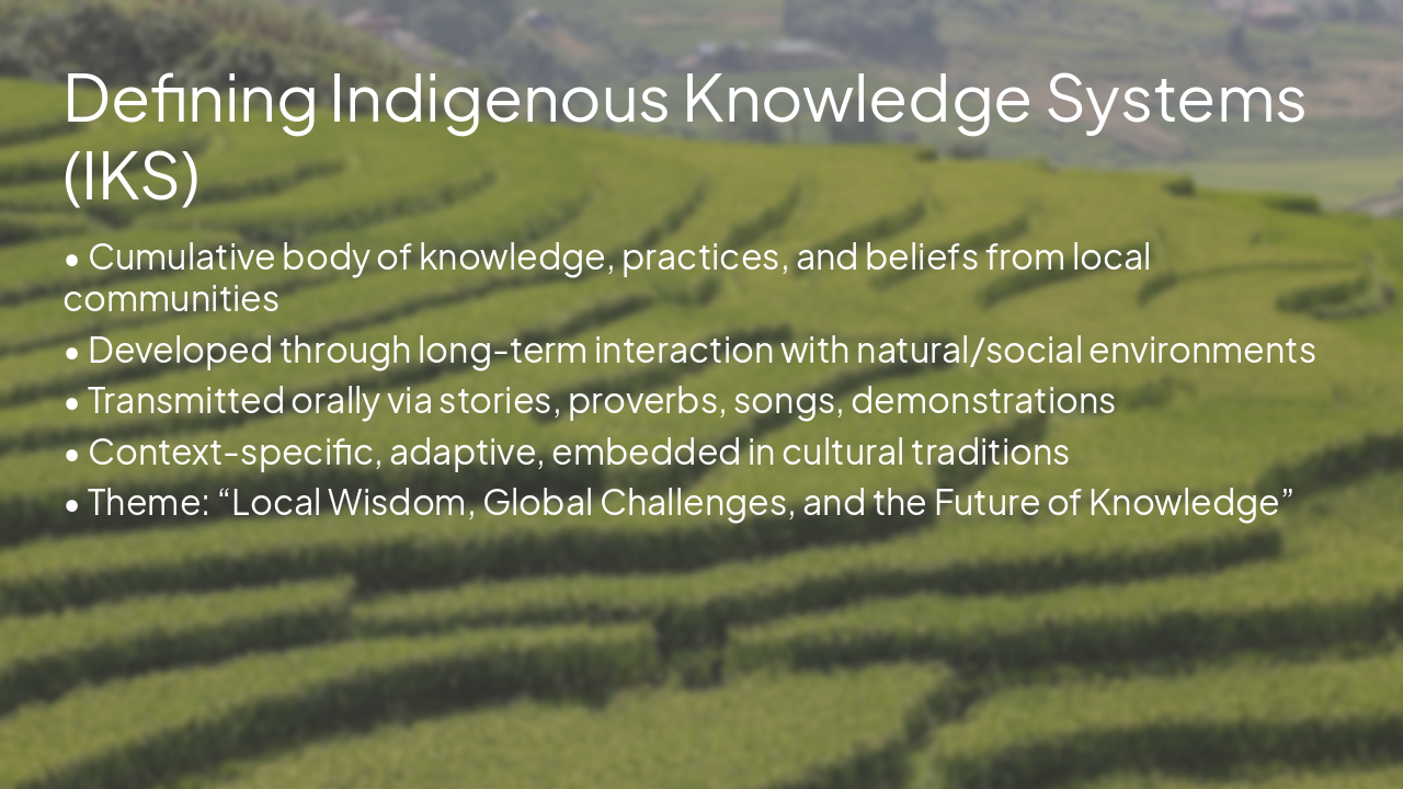 Slide 4 - Defining Indigenous Knowledge Systems (IKS)