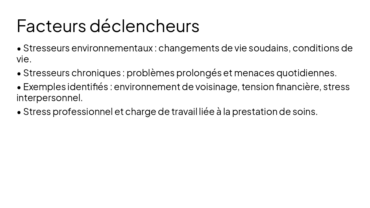 Slide 6 - Facteurs déclencheurs