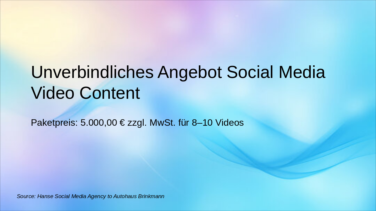 Social Media Video Content Offer for Autohaus Brinkmann