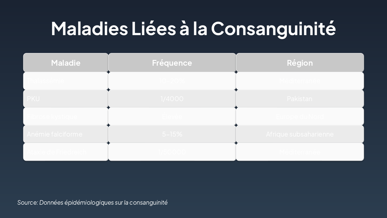 Slide 7 - Maladies Liées à la Consanguinité