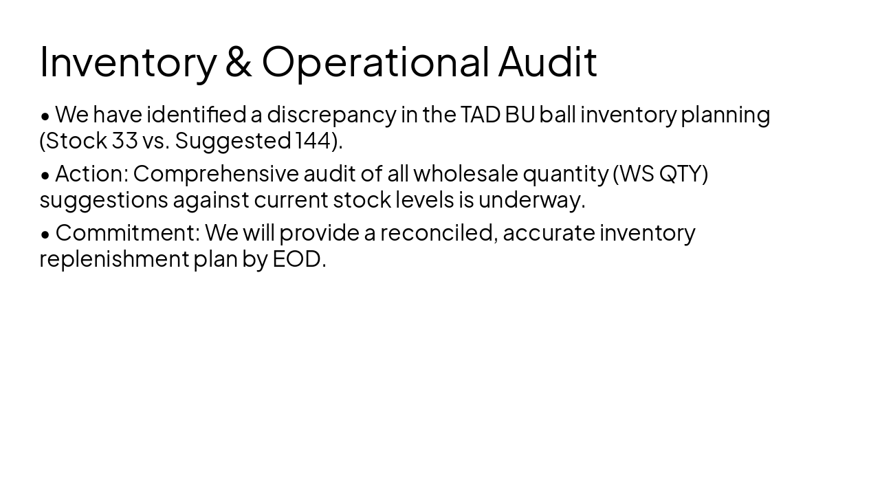 Slide 7 - Inventory & Operational Audit