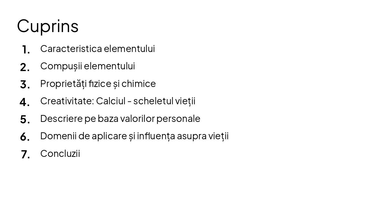 Slide 2 - Cuprins