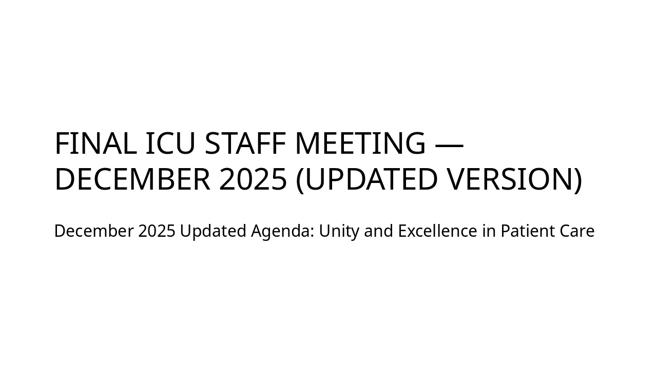 ICU Staff Meeting: Dec 2025 Final Update (52 chars)