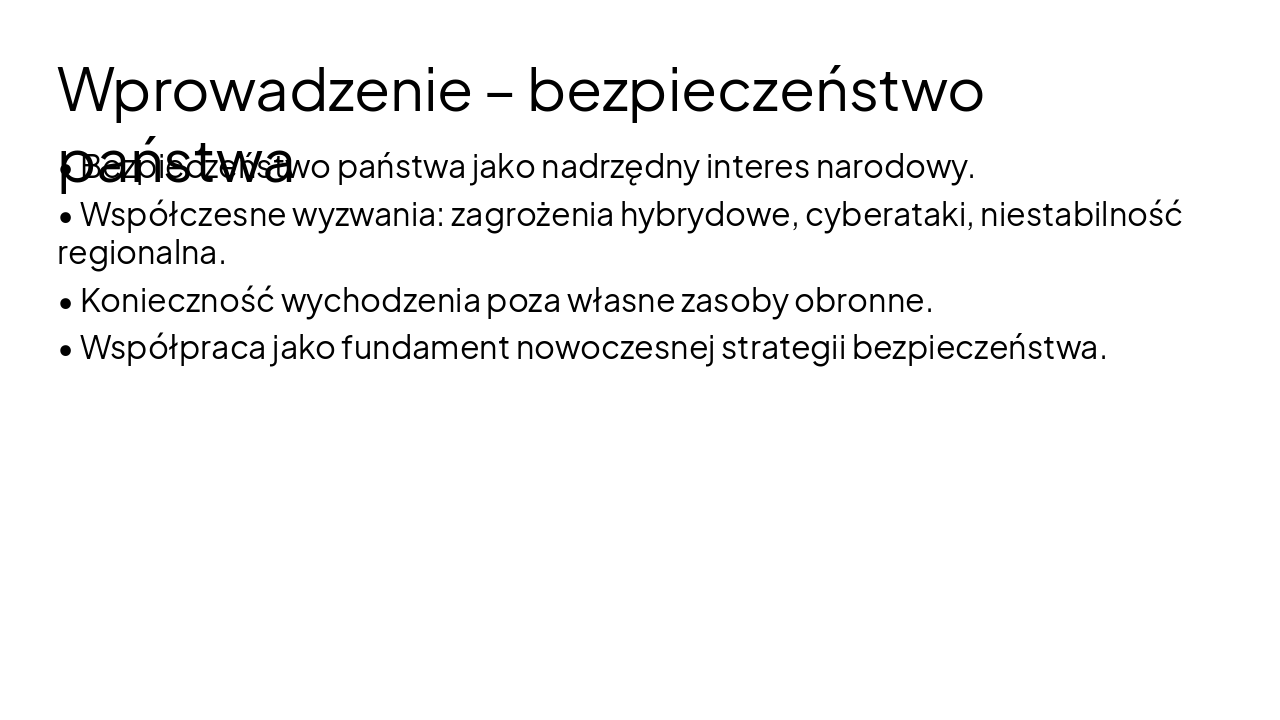 Slide 2 - Wprowadzenie – bezpieczeństwo państwa