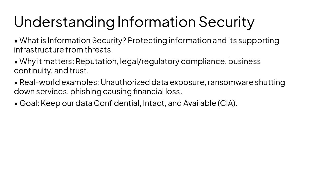 Slide 4 - Understanding Information Security