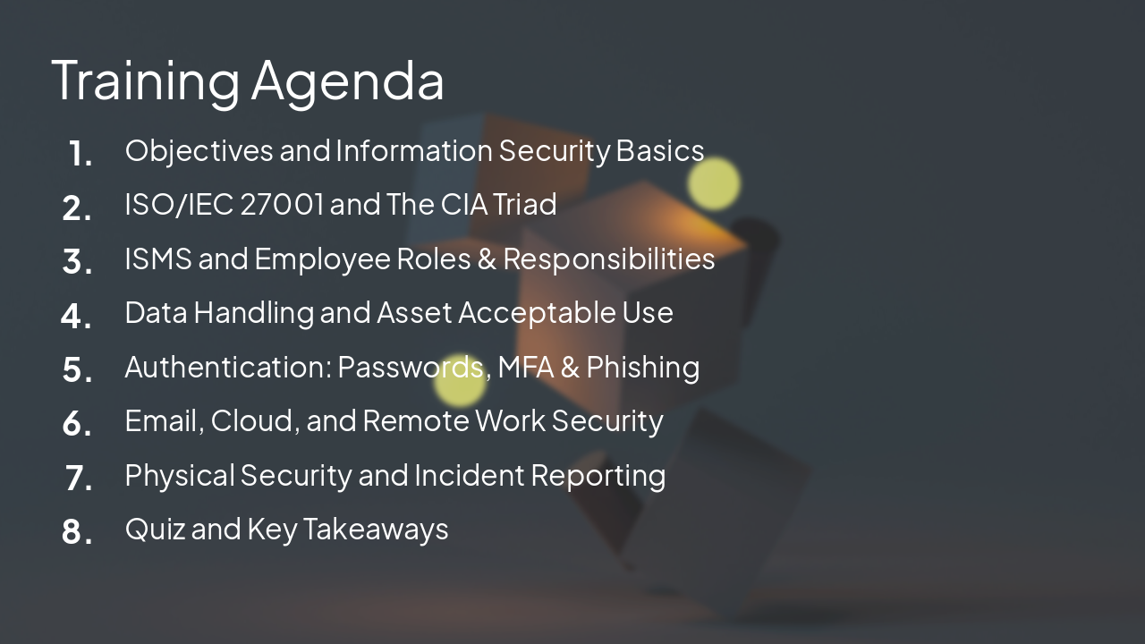 Slide 2 - Training Agenda