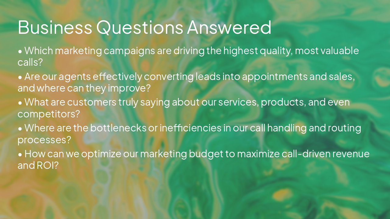 Slide 13 - Business Questions Answered