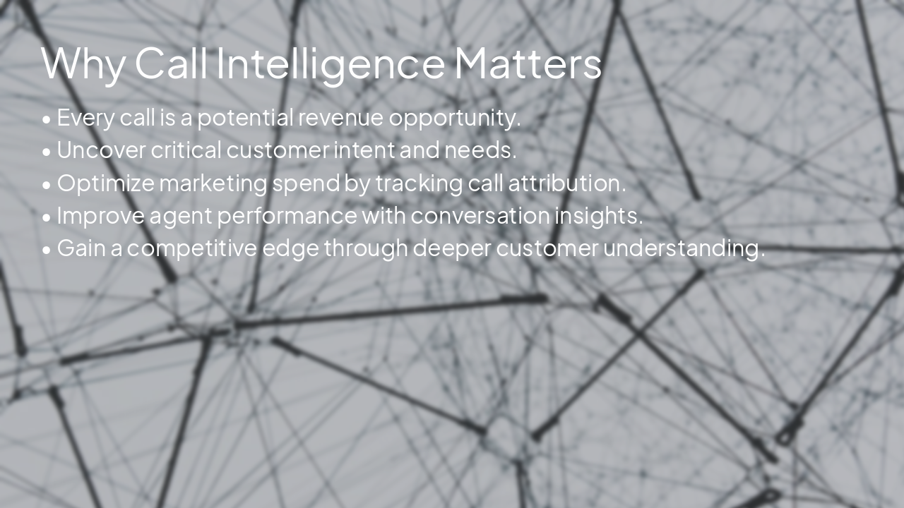 Slide 3 - Why Call Intelligence Matters