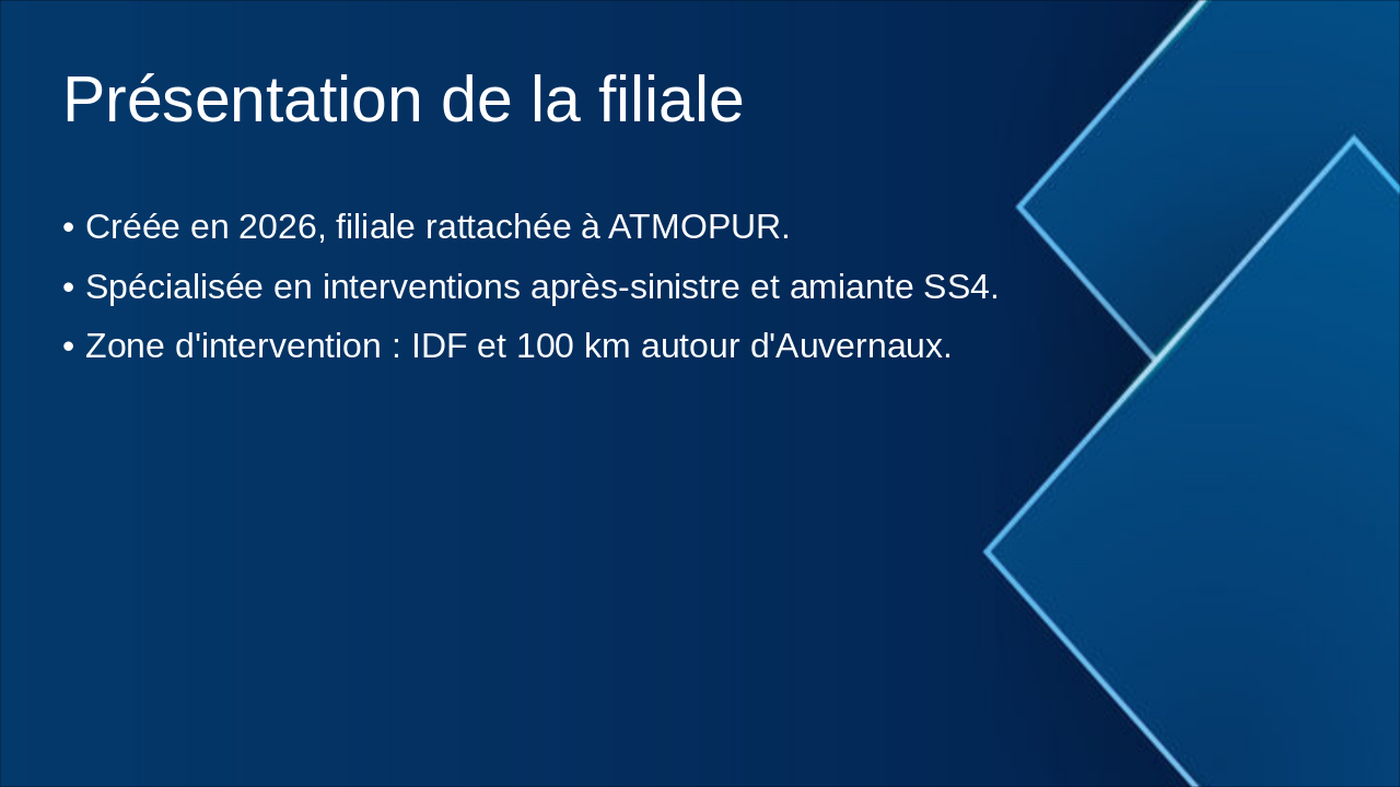 Slide 10 - Présentation de la filiale