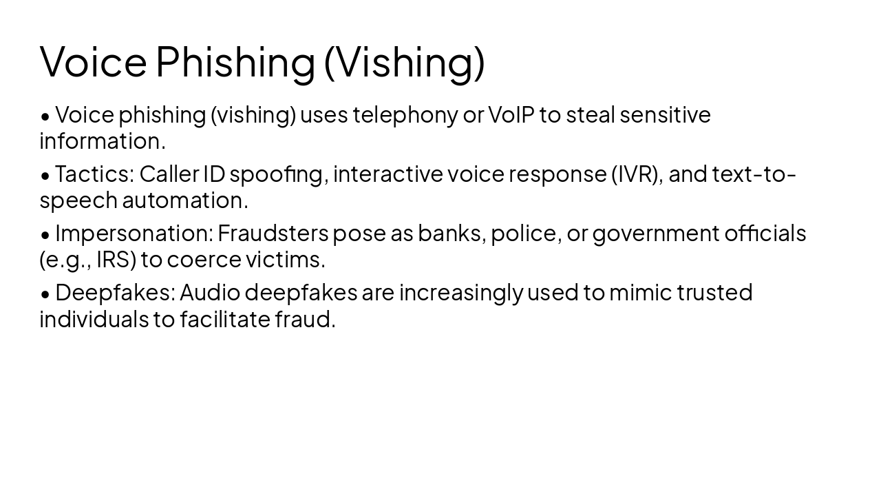 Slide 8 - Voice Phishing (Vishing)