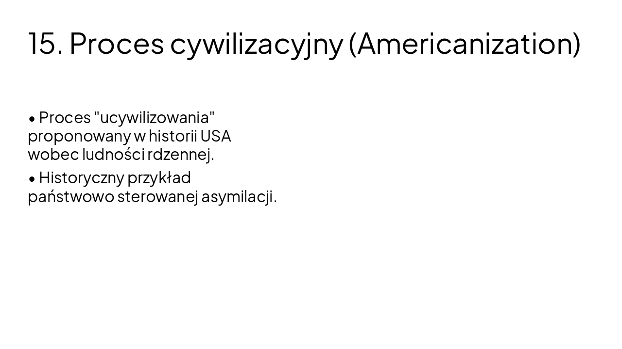 Slide 16 - 15. Proces cywilizacyjny (Americanization)
