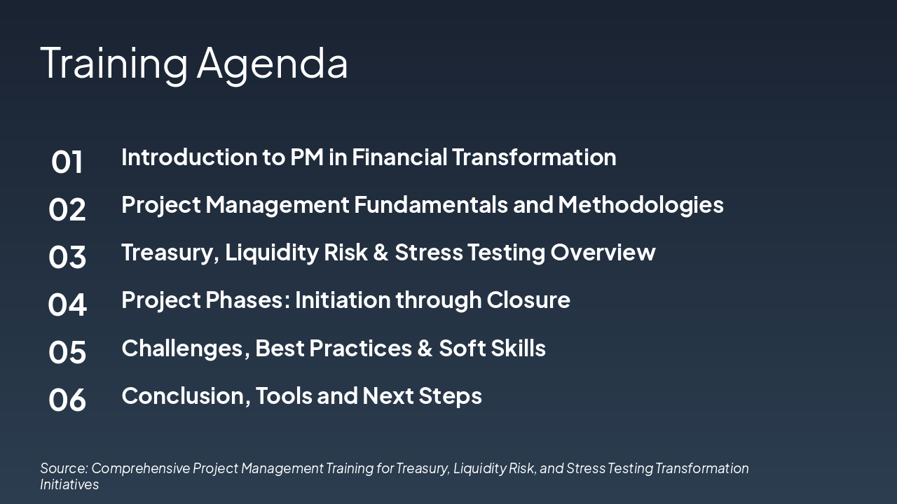 Slide 2 - Training Agenda