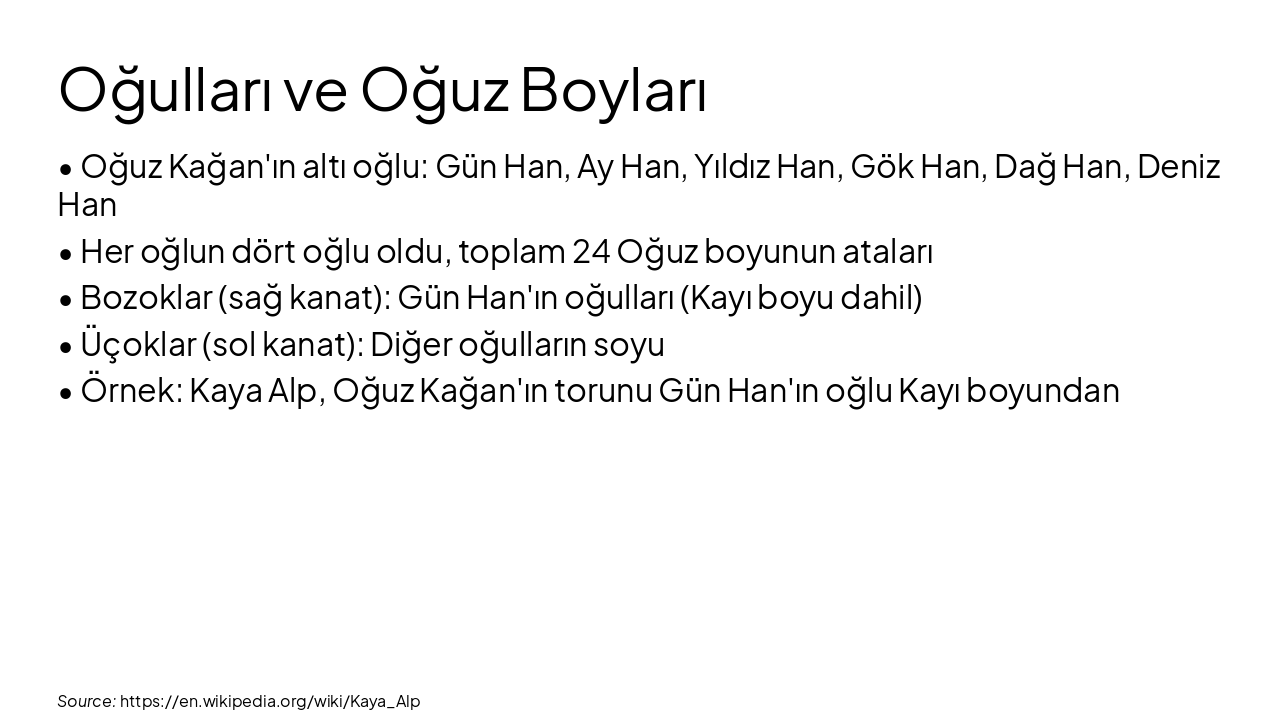 Slide 5 - Oğulları ve Oğuz Boyları