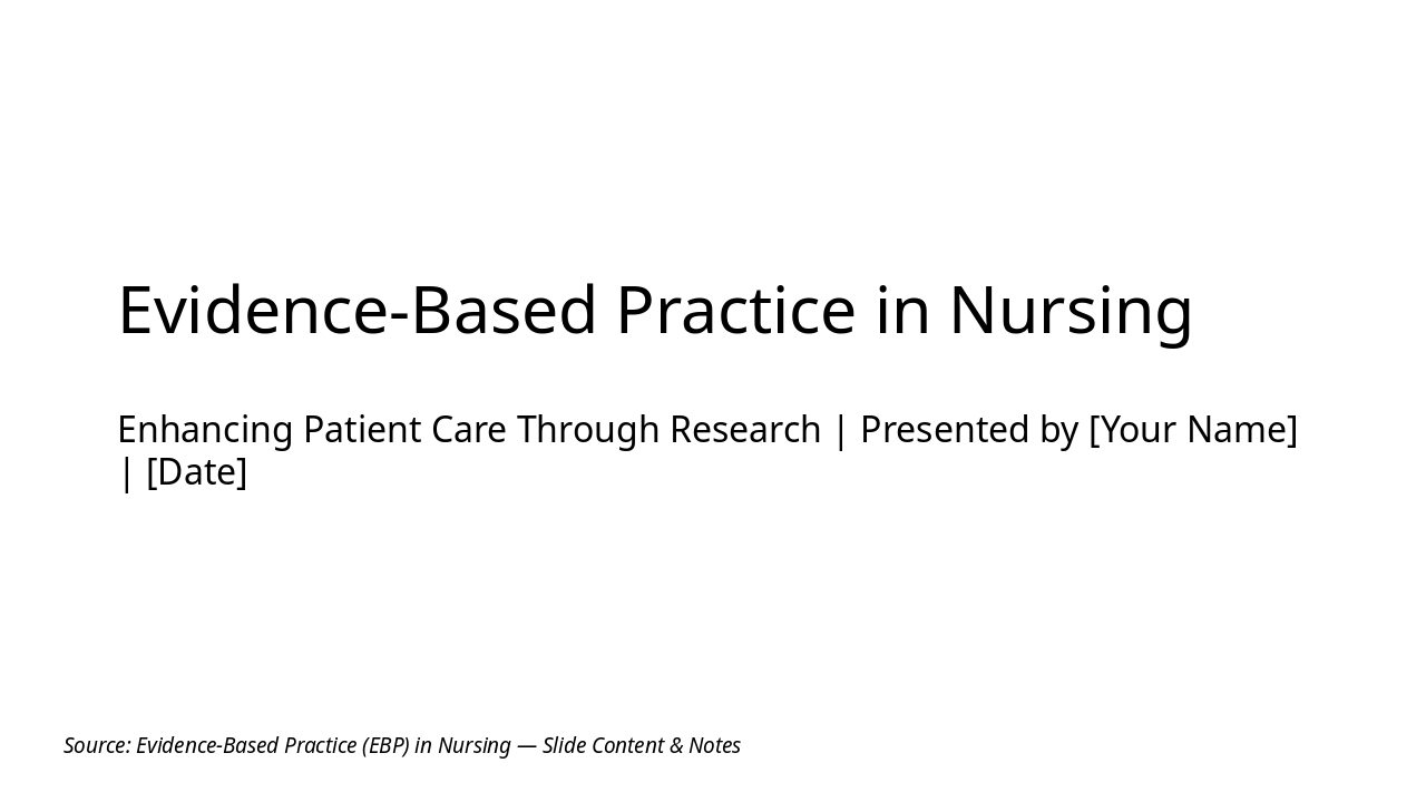 EBP in Nursing: Essentials & Impact