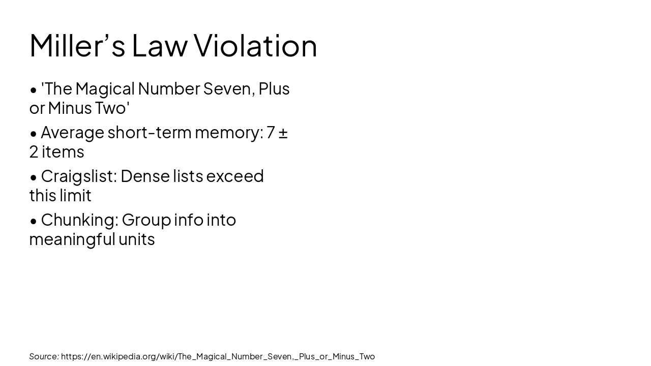 Slide 4 - Miller’s Law Violation