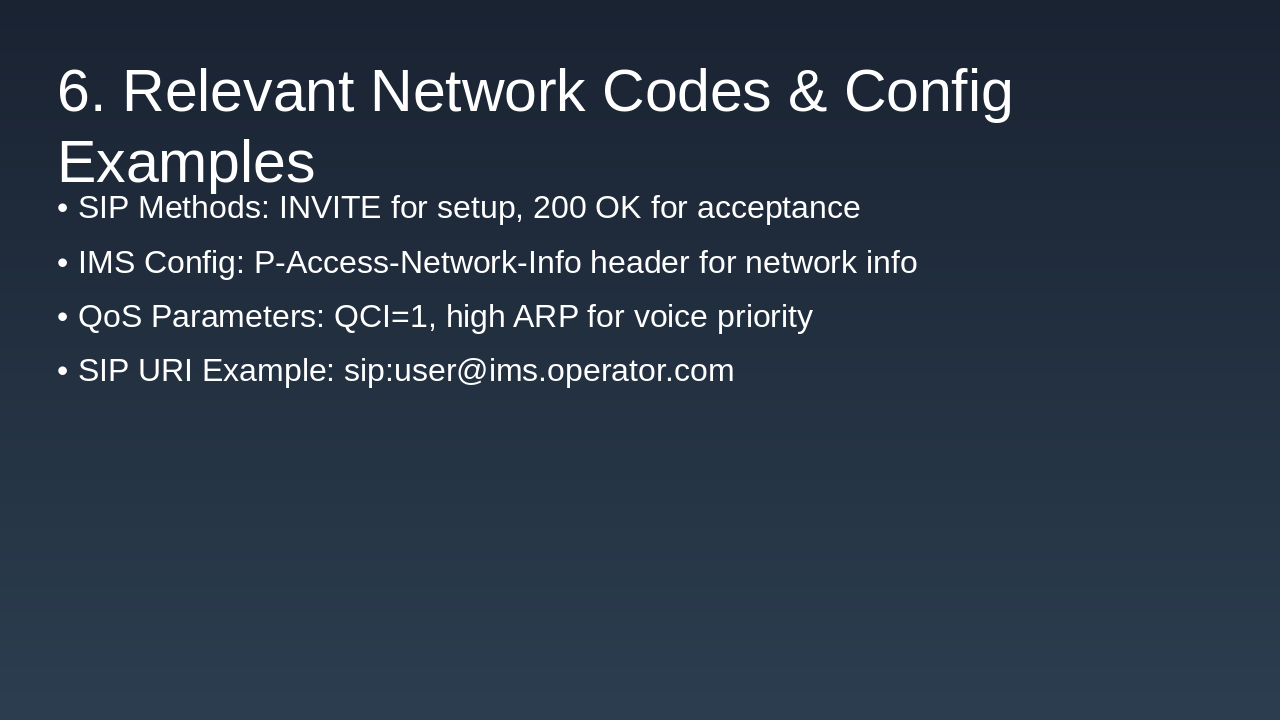 Slide 14 - 6. Relevant Network Codes & Config Examples