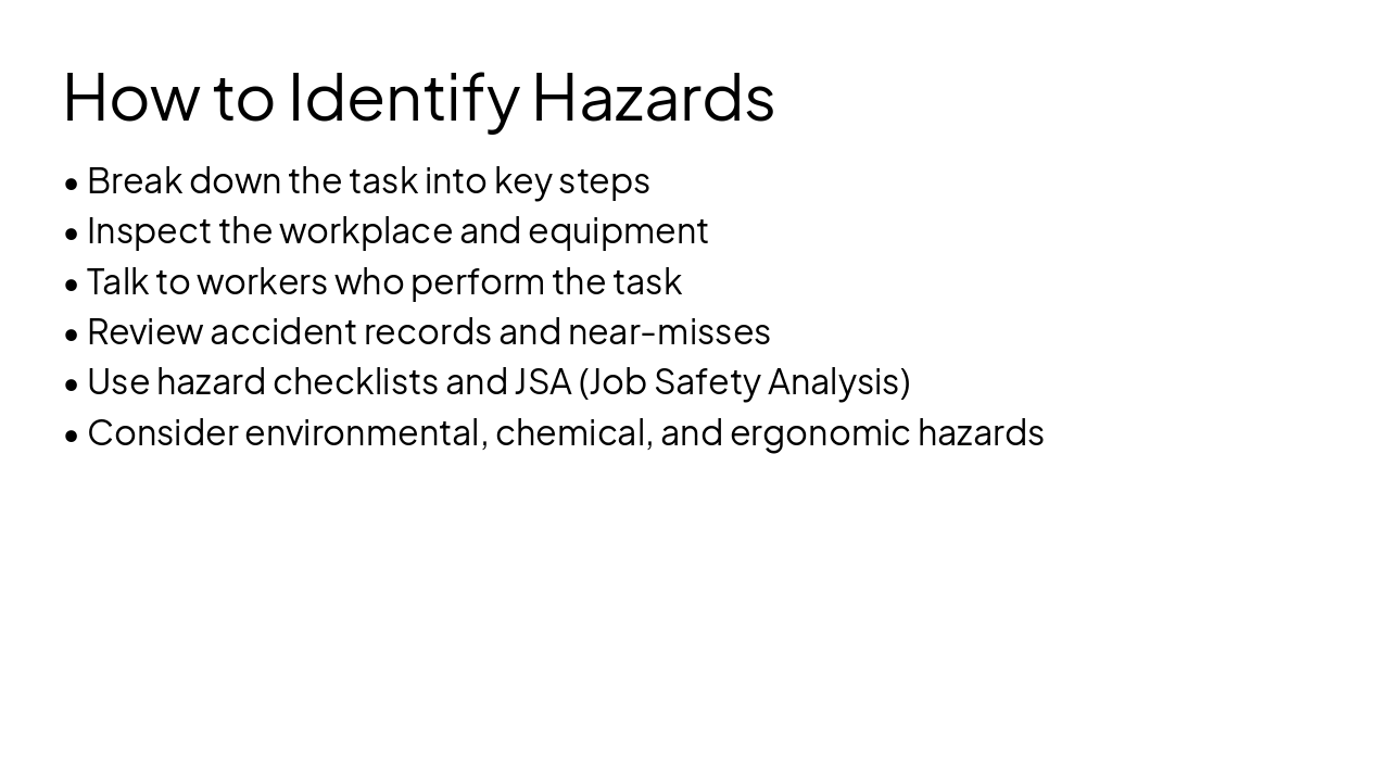 Slide 5 - How to Identify Hazards