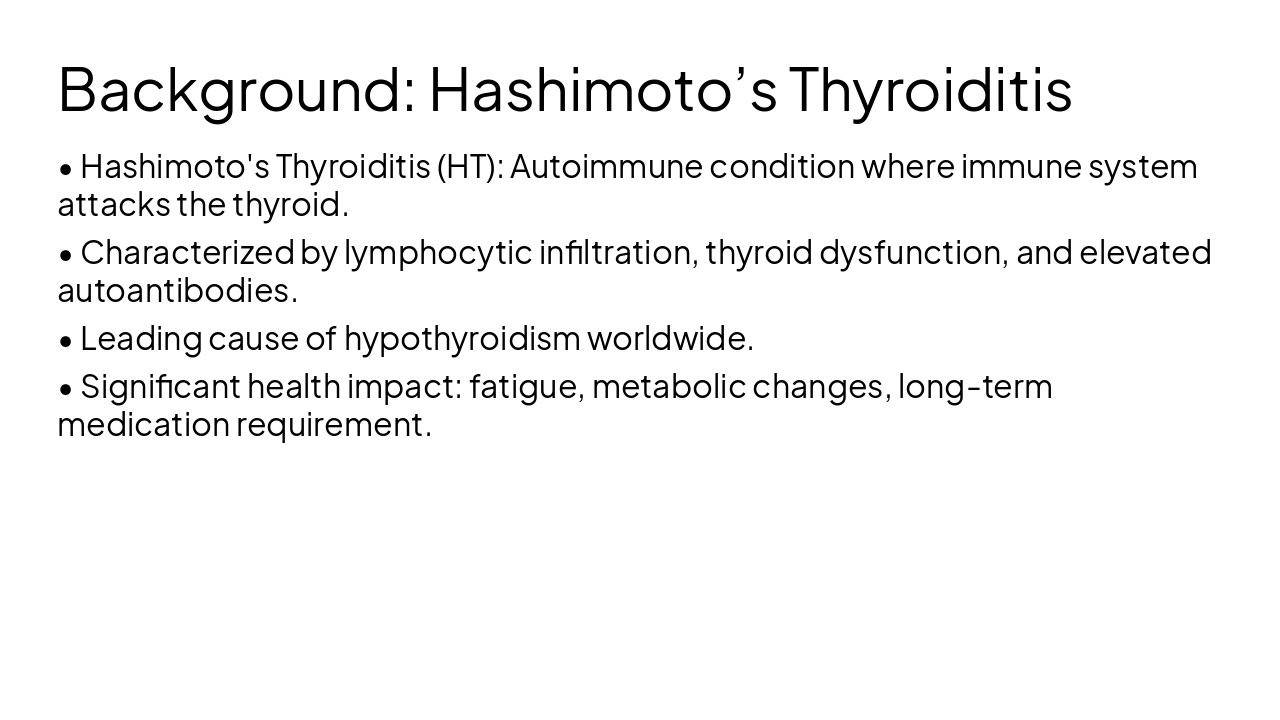 Slide 2 - Background: Hashimoto’s Thyroiditis